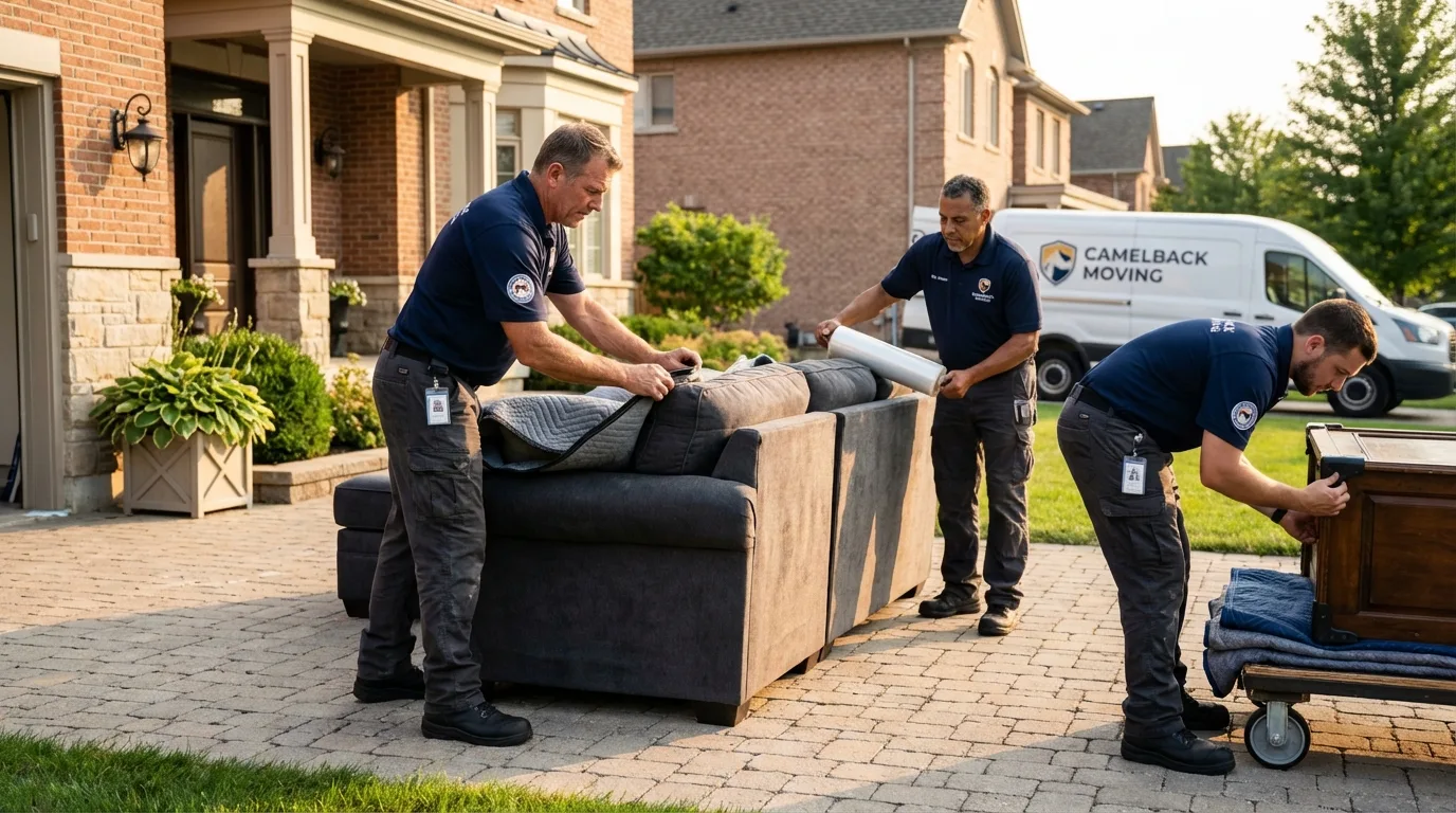 Large estate moving crew wrapping furniture in Shinglehouse, PA